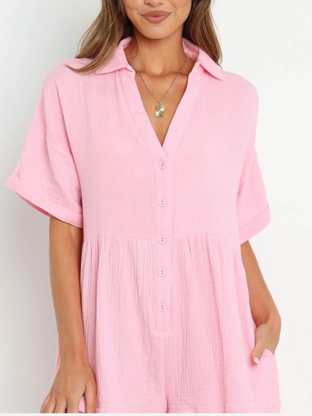 Petal‎ & Pup Gauze Pastel Pink Romper Size 2
